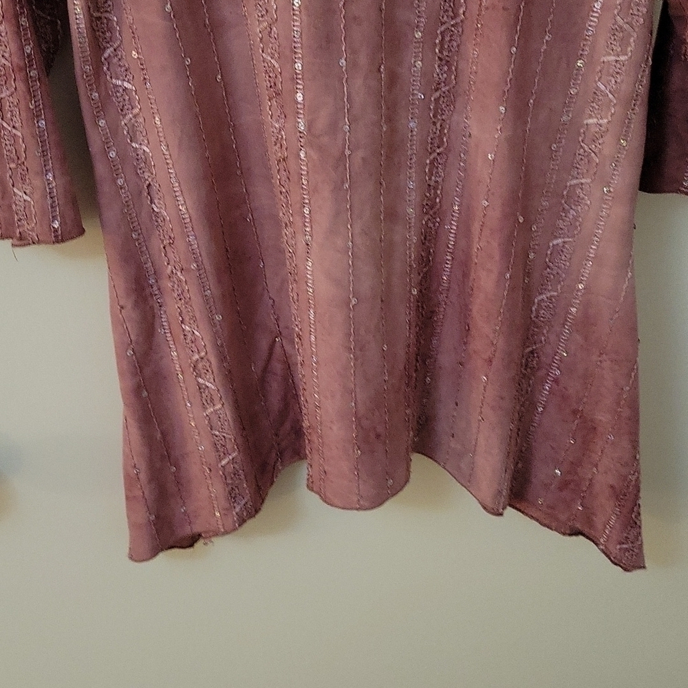 SHANNON FORD Dusty Pink Embroidered Beaded Sequin Batik Tunic - Picture 4 of 13